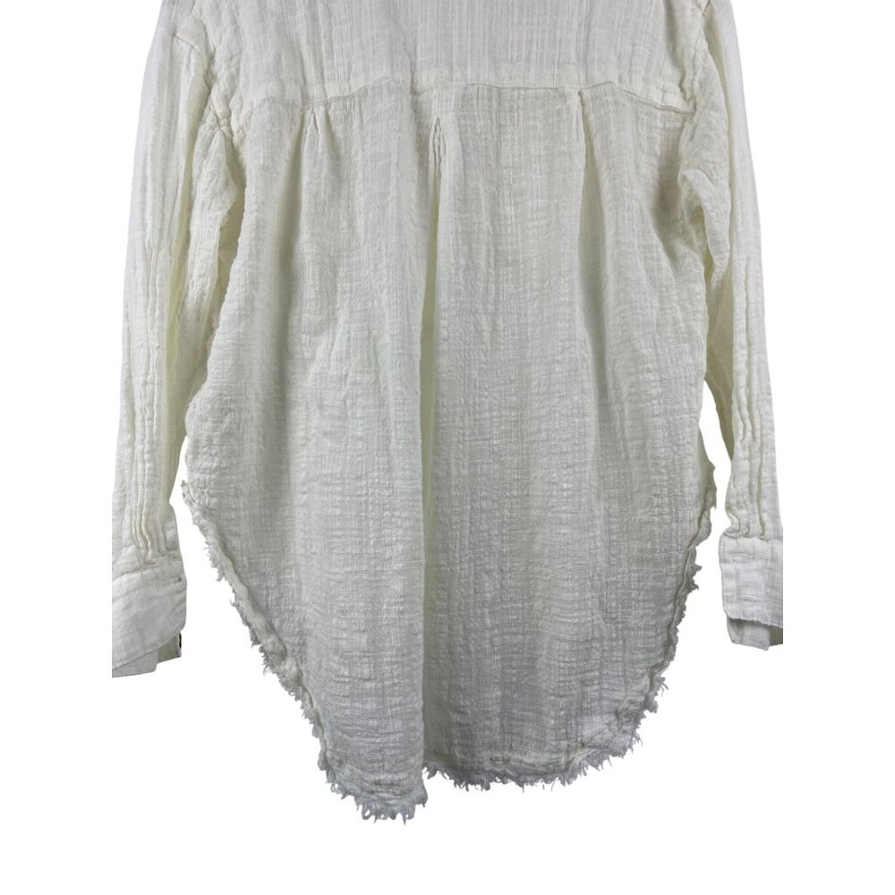 Free People Womens Small Talk To Me Gauzy Sheer White Boho Beach Lagenlook Tunic - Picture 8 of 9